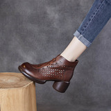 以一 Летние туфли, кожаные высокие короткие сапоги, дышащие ботинки на платформе, сандалии, воловья кожа