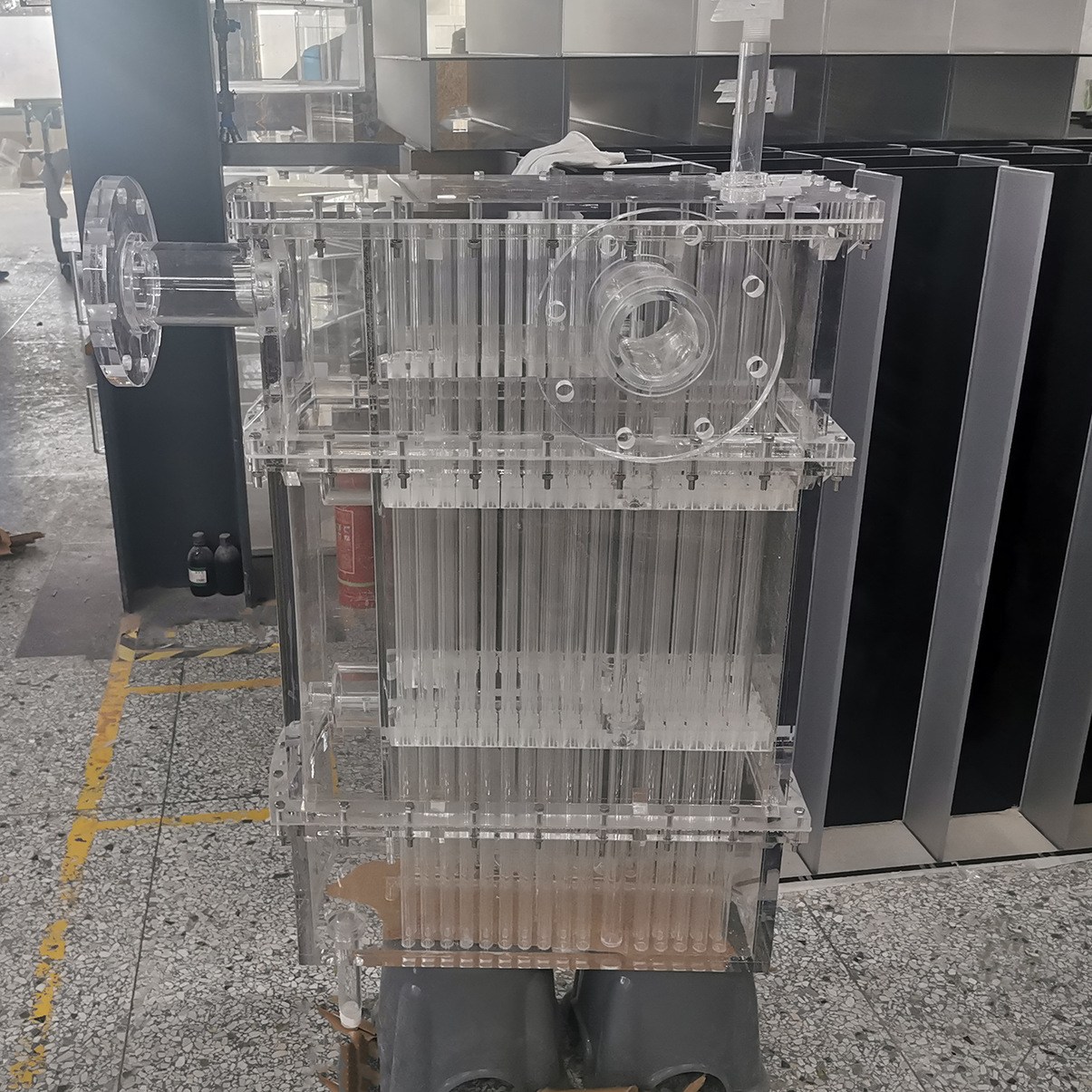 透明亚克力实验仪器多孔法兰有机玻璃实验箱小型管道试验设备