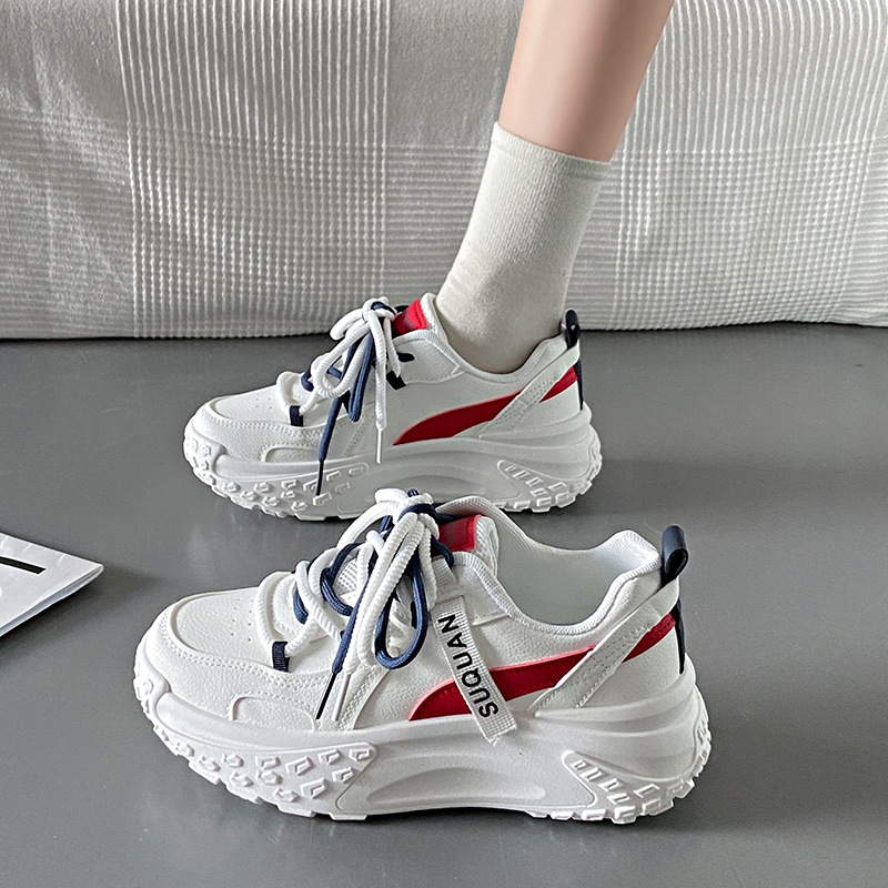 Chaussures de papa femme 2024 printemps nouvelle étudiante édition coréenne Instagram tendance polyvalente semelle épaisse chaussures simples chaussures de sport et décontractées_voghion.com