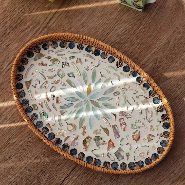 Vietnam tela de caña bandeja de conchas de tela de