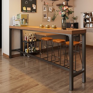 Solid Wood Bar Table, Home Balcony Leisure Small Bar Table, Wall-Mounted Long Narrow Table, Simple Table and Chair Combination, High Table