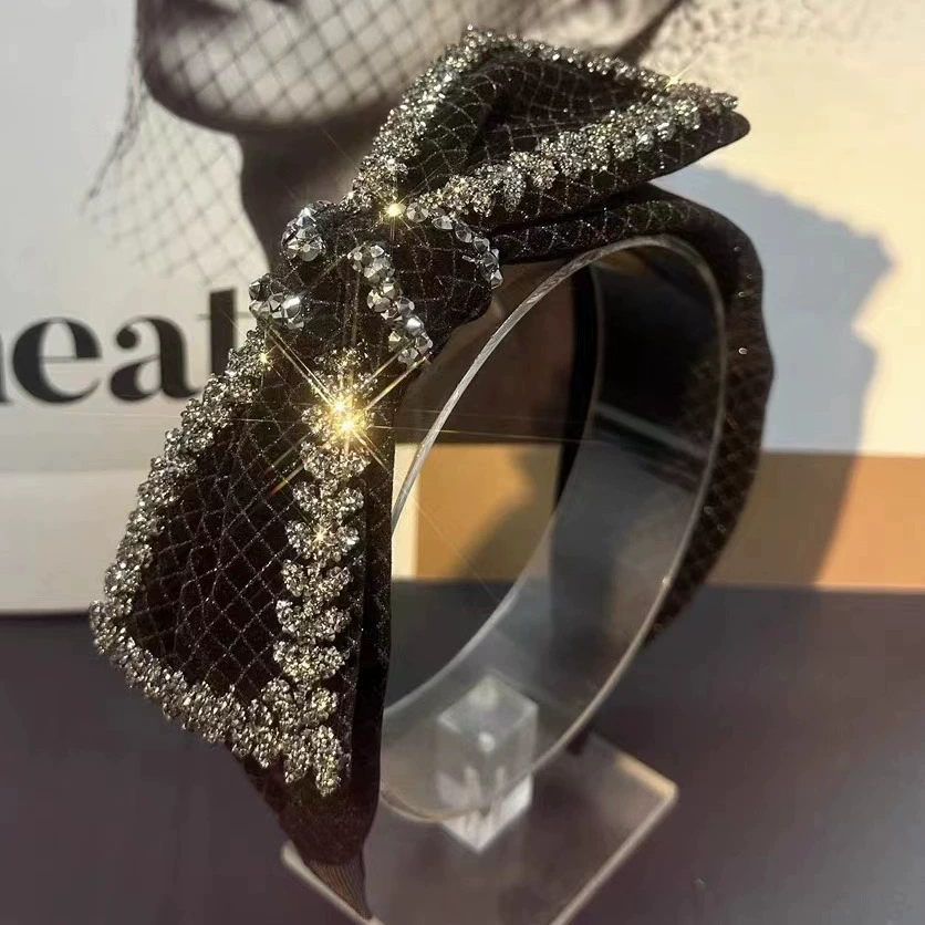 П demi-season headband с бантом, аксессуар для волос, французский ретро стиль, интернет-звезда, обновленная версия, украшение из diamonds, стиль высокого качества