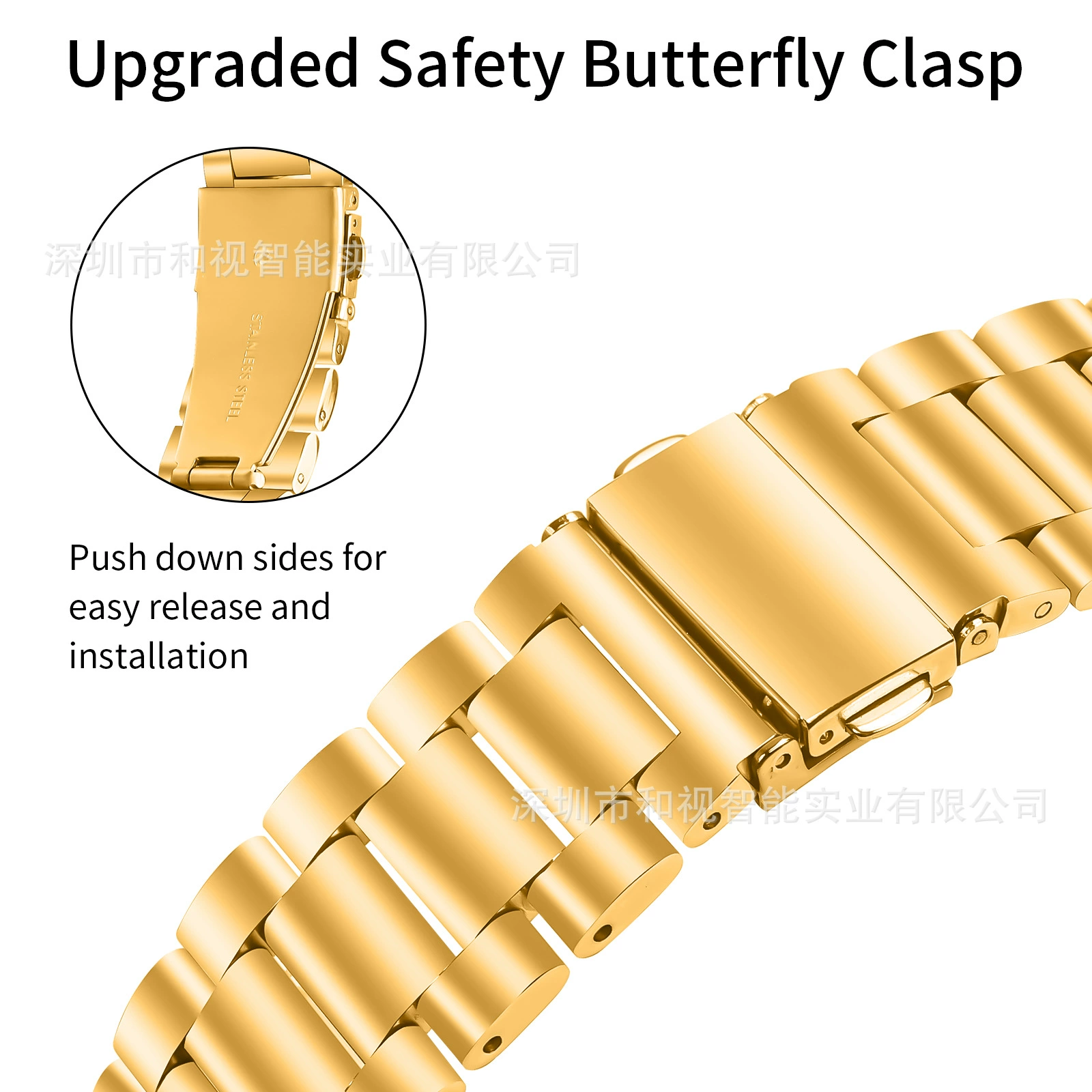 Ремешок из нержавеющей стали (Samsung) для Galaxy Watch 40/44 мм, корона, с опцией quick‑release