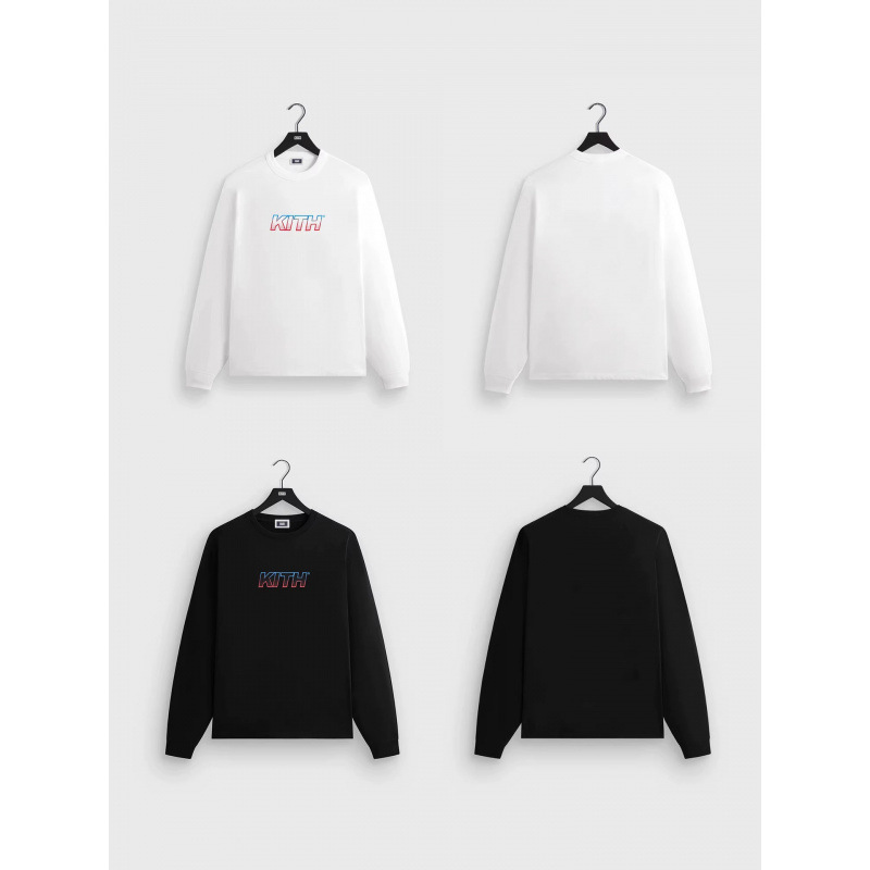 KITH Gradient Embroidered Long Sleeve T-Shirt for Men, Trendy Brand, New Autumn Loose Cotton Base Shirt, Round Neck Pullover Top T-Shirt KITH Gradient Embroidered Long Sleeve T-Shirt for Men, Trendy Brand, New Autumn Loose Cotton Base Shirt, Round Neck Pullover Top T-Shirt