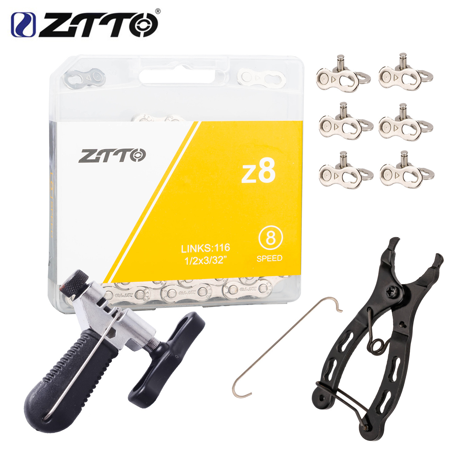 ZTTO Bicicleta de montaña Cadena de bicicleta de carretera 6 velocidades 7 velocidades 8 velocidades Cadena de galvanoplastia 116 secciones con hebilla mágica