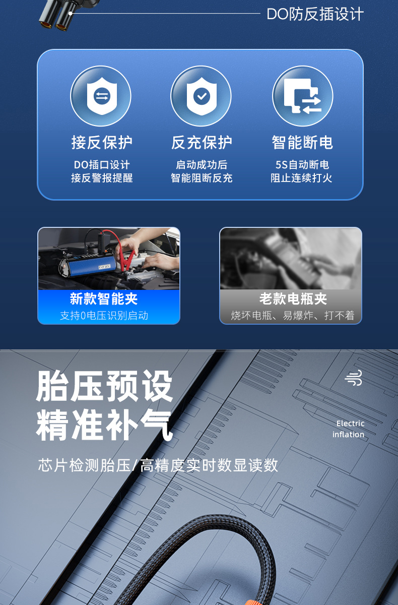 【Ts03】Aoshuer Car Emergency Jump Starter, Car-Mounted Air Compressor, All-In-One Battery Emergency Multi-Function Device