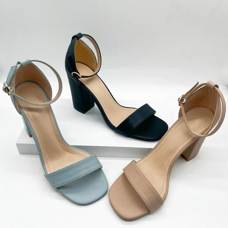Foreign Trade Shoes 2023 New Summer ins Trendy Simple Sexy Thick Heel High Heels All-match Open Toe Sandals