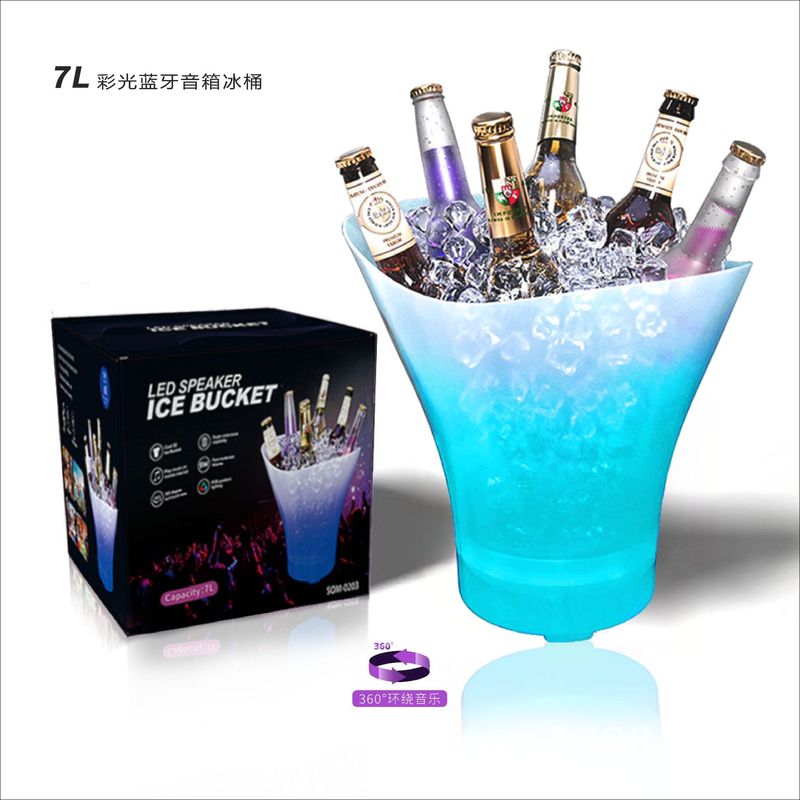 7L クロスボーダー カラフルアイスバケツ LED Bluetoothスピーカー バー 家庭用 赤ワイン シャンパン ドリンク 冷蔵バケツ Bluetoothスピーカー|undefined