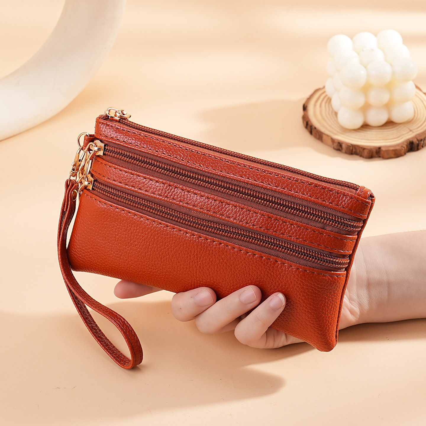 Bolso de cambio al por mayor de mujeres corta textura de cuero pequeña cartera multifuncional bolso de tarjeta de licencia de conducir bolso de llaves de cuero suave bolsa de cremallera