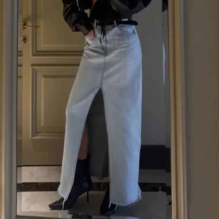 Vintage Washed Denim Skirt 2
