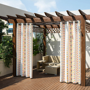 Bohemian Outdoor Waterproof Curtains Kitchen Balcony Semi-Shading Cloth Curtains Cross-Border Punch-Free Curtains Finished Products