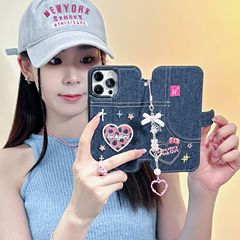 牛仔卡包适用苹果14手机套折叠iPhone13翻盖12Promax潮牌11刺绣壳