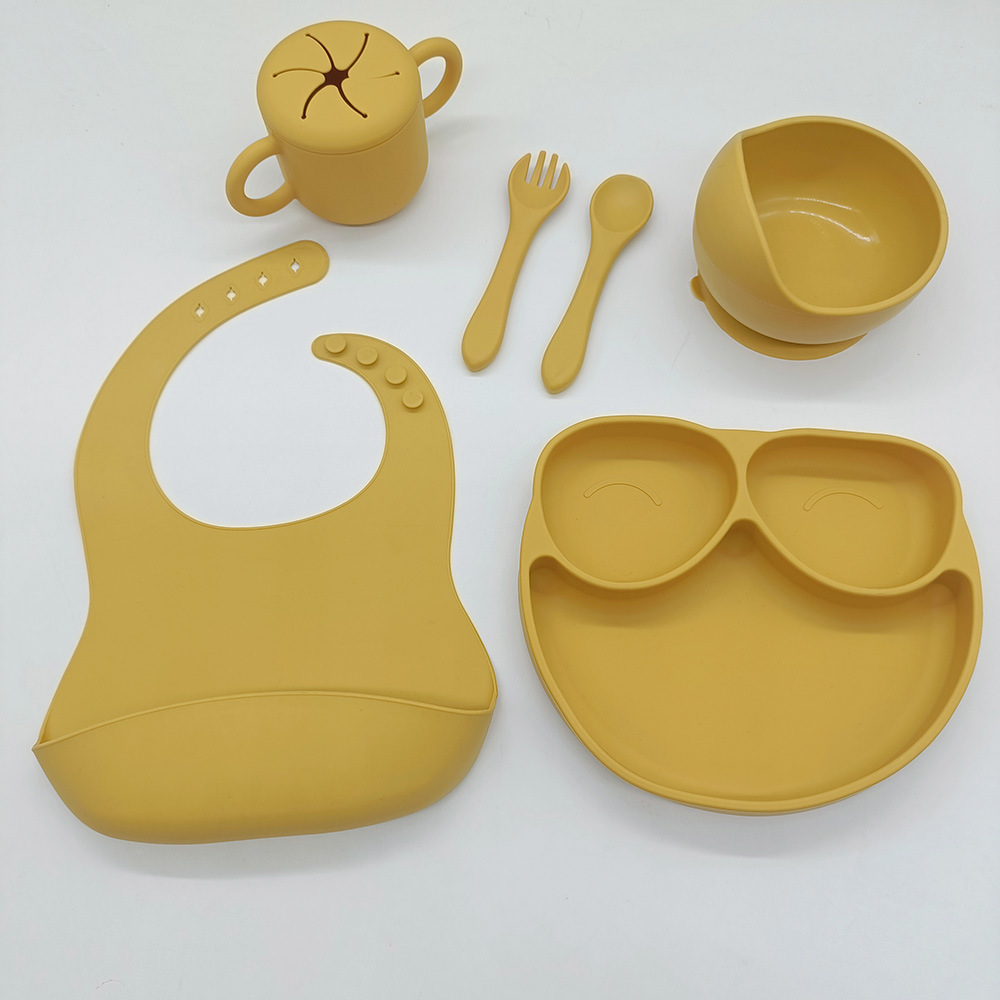 现货硅胶喂养餐具套装