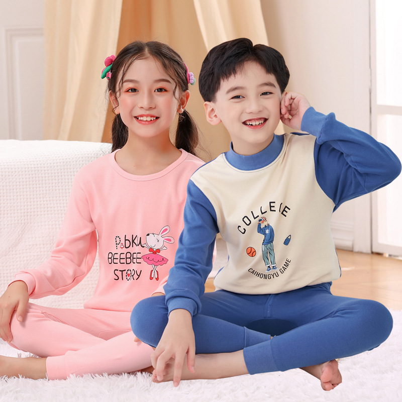 Ropa de otoño para niños pantalones largos traje Algodón Suéter para niños pantalones de algodón ropa interior cálida para niñas Cubierta de suéter de algodón para niños medianos y grandes