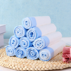 Trash bag with drawstring, household vest-style plastic bag, cut kitchen and bathroom, thick-handled white trash bag