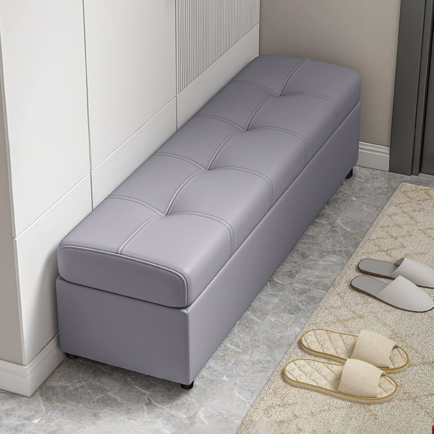 Cream-style storage ottoman footrest, end-of-bed sofa, wardrobe sofa stool, storage shoe-changing bench, bedroom end-of-bed bench