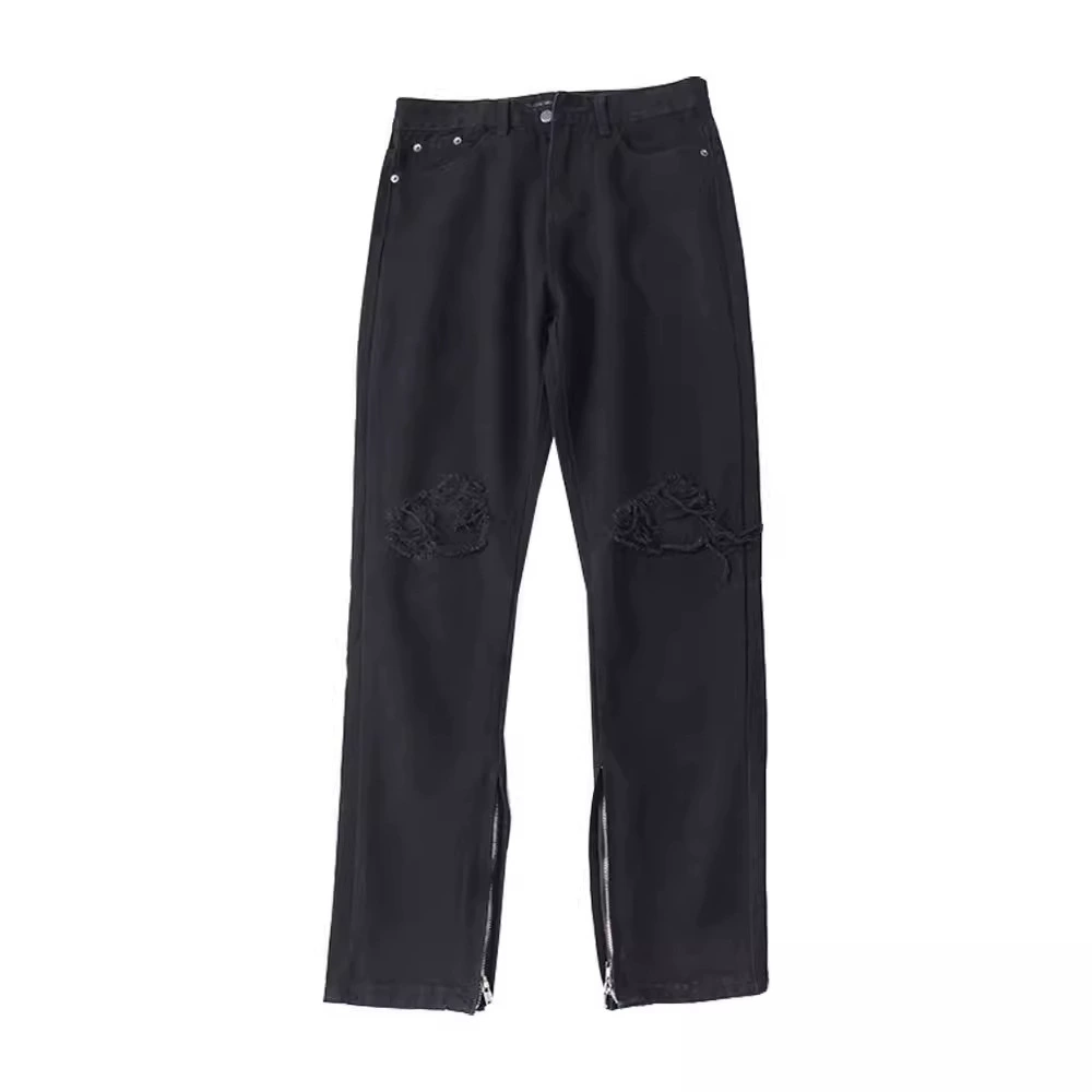 Корейская версия Street Summer Black Loose Naudi Big Broken Jeans Male Casual Permanent Pine Pants