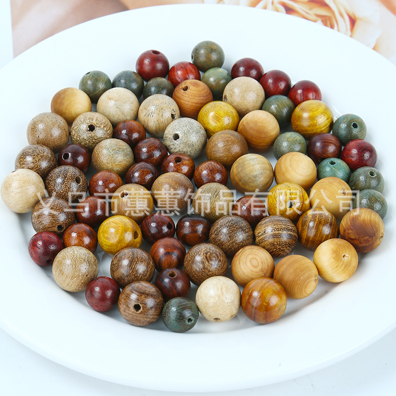 厂家批发绿檀黑檀崖柏檀香花梨木手串diy珠子散珠6-10佛珠木珠