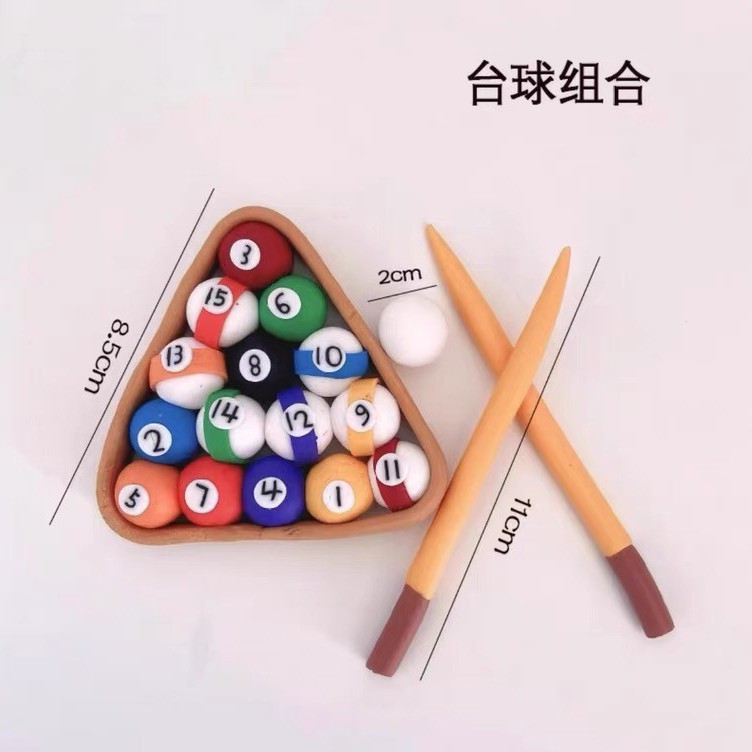 Soft Clay Billiards Birthday Cake Decoration Father's Day Men's Billiard Cue Snooker Baking Ornaments