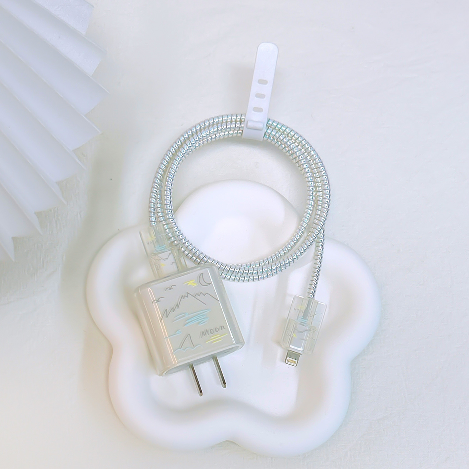 Aplicable a Apple 18W/20W cargador de carga rápida cargador de concha protectora cubierta protectora transparente cáscara suave alambre morder dispositivo pintado