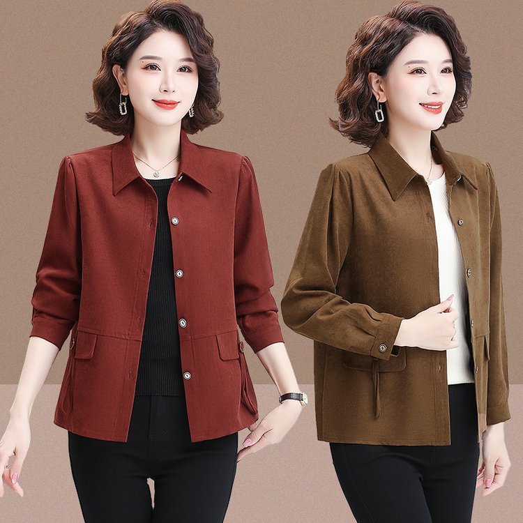 一件代发春秋2025季大码新款长袖衬衫妈妈时尚休闲薄款女打底衬衣|undefined