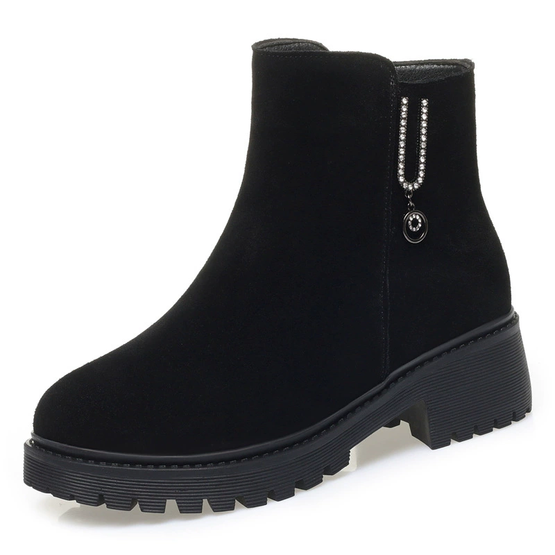 23 Autumn new female cotton boots medium heel heel cotton retro female boots cotton boots LY99006