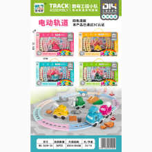 卡通電動軌道車工程車套裝兒童益智拼裝親子互動玩具批發賣地攤