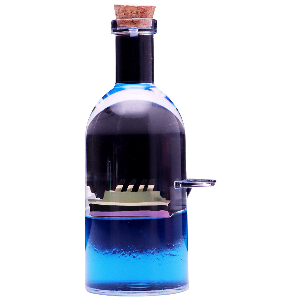 Botella a la deriva montando el viento y rompiendo las olas Botella de vela Perla Negra reloj de arena gotas de aceite Regalo de Cumpleaños descompresión decoración de escritorio al por mayor