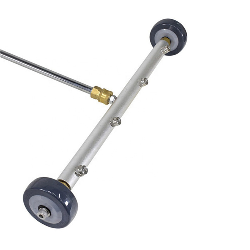 跨境高压水扫帚清洗喷头不锈钢4喷嘴设备汽车底盘清洗机带轮19''