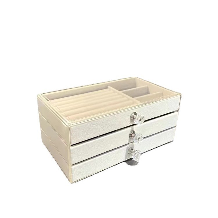 Caja de joyería de terciopelo multicapa para almacenamiento de pendientes, collares, anillos y exhibición de joyas.