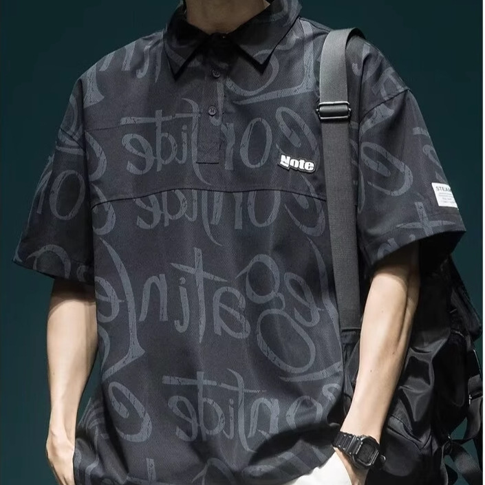 High-end Polo Shirt Men's 2025 Spring and Autumn New Vertical Texture Button Access Control Collar T-Shirt Men's Long-sleeved T-shirt