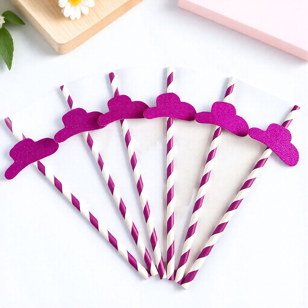 Fiesta transfronteriza decoración creativa paja vaca Rosa Bowler papel paja desechable decoración de bebidas