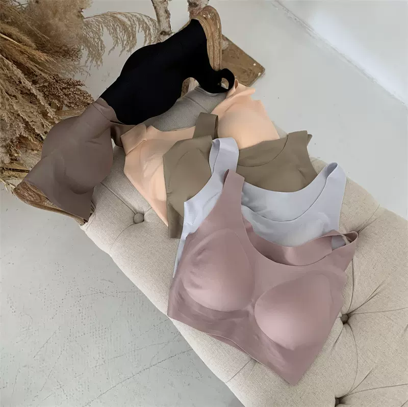 乳胶文胸一片式无钢圈内衣云朵聚拢舒适背心式运动内衣无痕胸罩