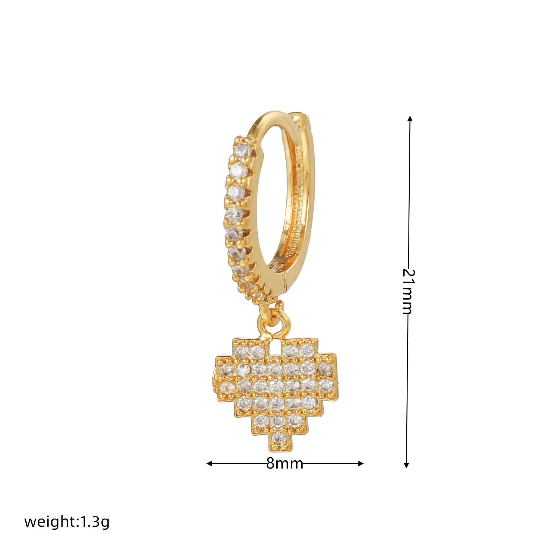 Fashion Animal Moon Heart Shape Copper Inlaid Zircon Drop Earrings 1 Piece