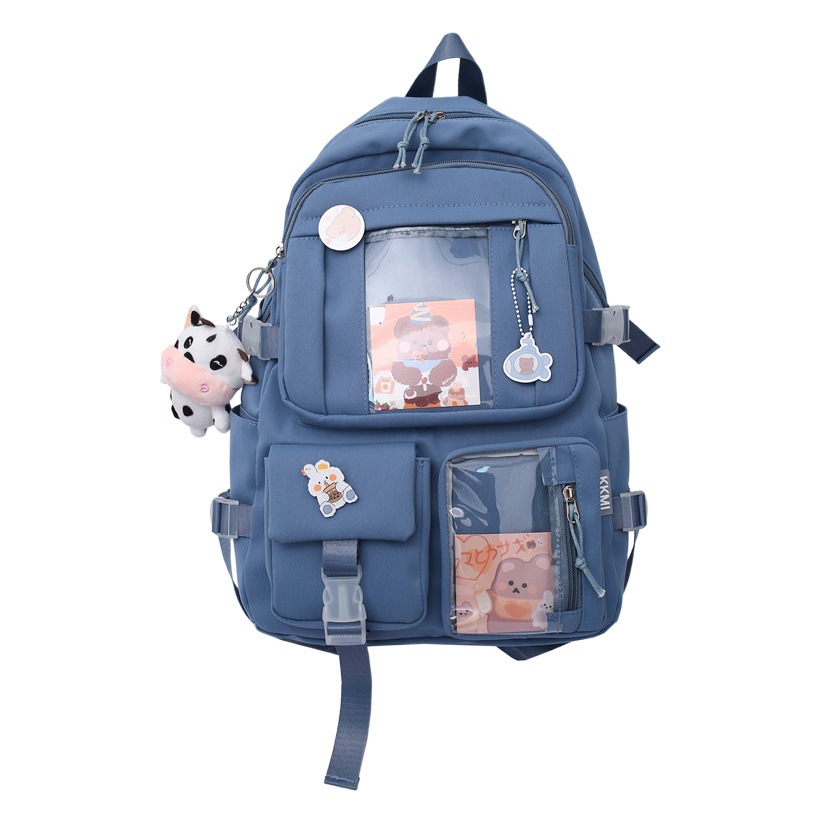 Estilo japonés ins vintage linda chica estudiante transparente mochila estilo coreano fresco lindo suave chica mochila