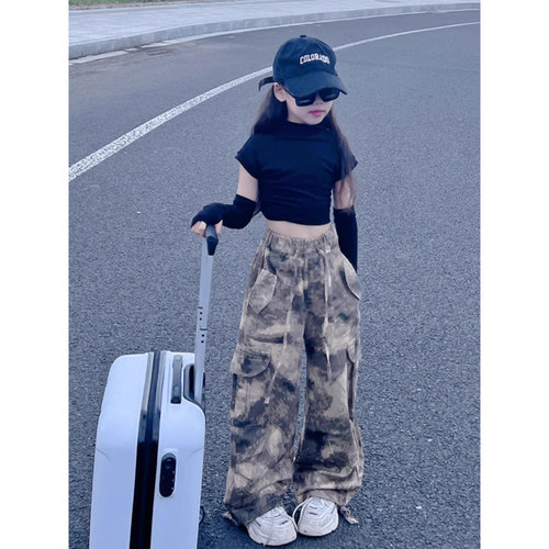 Children's Fashion Camouflage Pants Spring and Autumn  New Style Trendy Girls' Autumn Outfit Work and Casual Pants Big Kids Long Pants