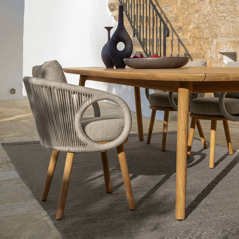 Conjunto de muebles de exterior de ratán para patio, balcón, jardín, villa, muebles de ocio al aire libre, silla de ratán de teca