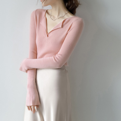 MZOMXL優しい風の上着春秋の新型の優雅な百合の怠惰な風のデザイン感のシンプルなニットの女性の上着