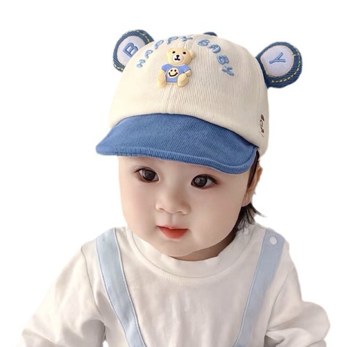 Baby Hats  Autumn New Cute Boy Bear Soft Brim Peaked Cap Spring and Autumn Girl Baby Baseball Cap Trendy