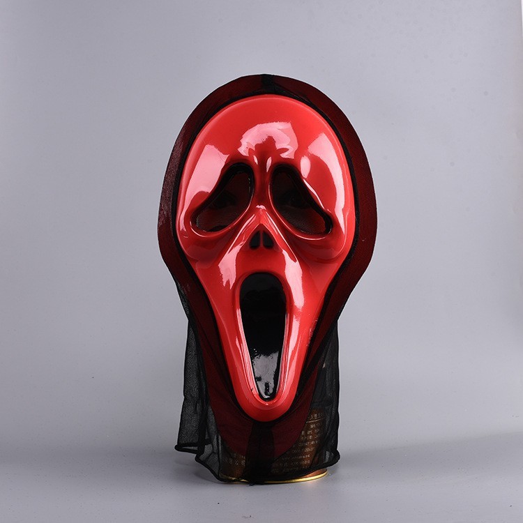 Máscaras de Halloween monochrome con hilos máscaras de maquillaje de baile plástico blancas muertes gritos máscaras de terror