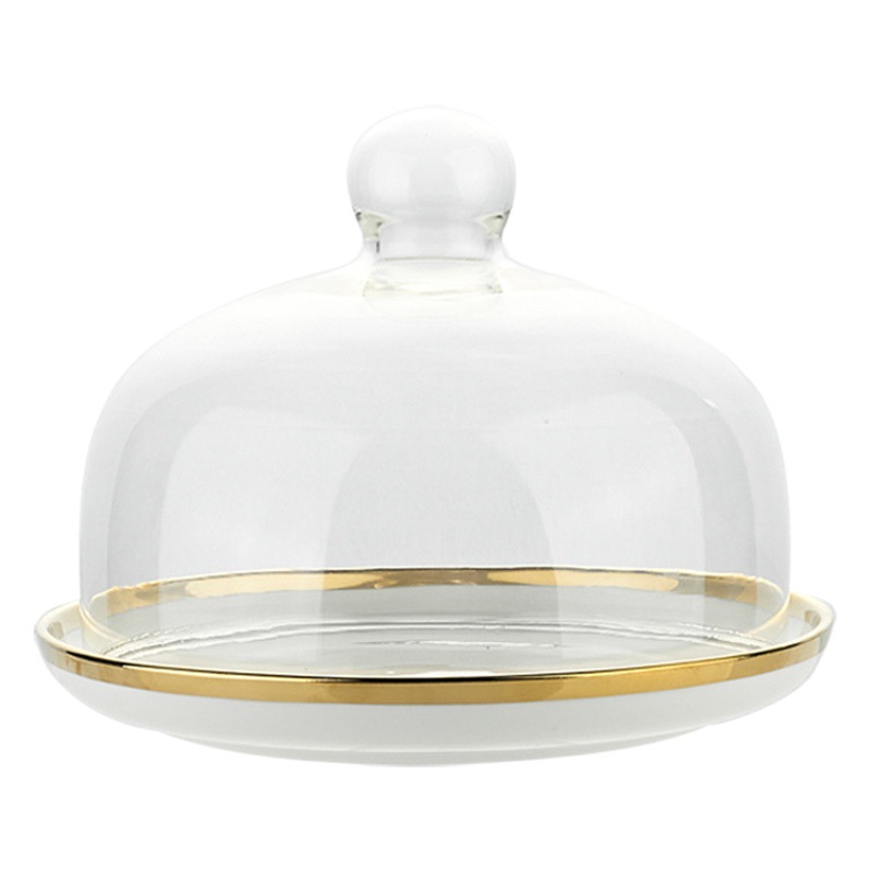 Placa de degustación de frutas con tapa caja cubierta de vidrio transparente para tienda pan postre pastel cubierta bandeja de exhibición Placa de degustación