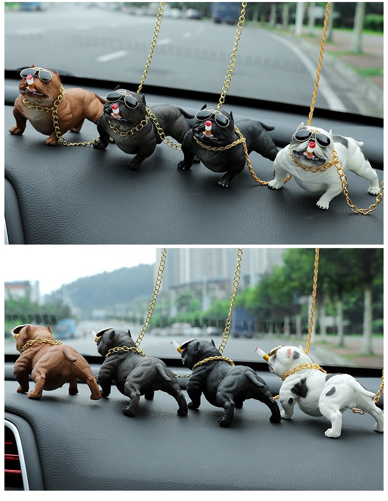 Car-Mounted Internet Celebrity Bully Dog Car Dashboard Personalized Creative Social Dog Decoration Items Small Car Ornaments