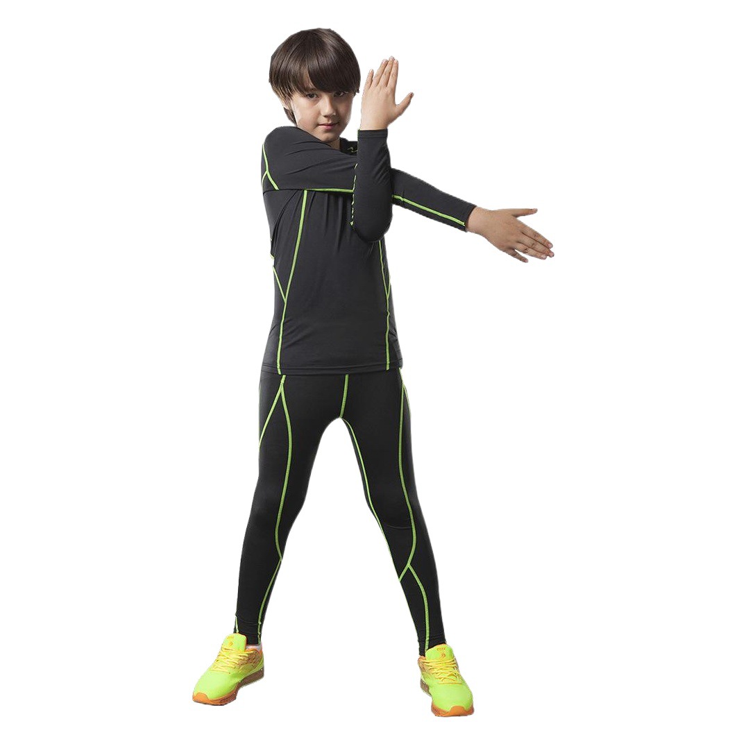 Autumn and winter children's sports tights men's long-sleeved suit basketball football sports training clothes quick-drying base fitness clothes