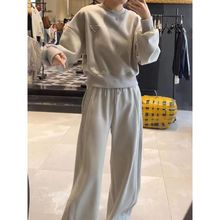 韩系高级感穿搭套装女冬新款加绒加厚圆领卫衣卫裤时尚休闲两件套