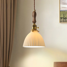 实木黄铜陶瓷吊灯床头复古日式餐厅吧台咖啡厅茶室飘窗胡桃木灯具