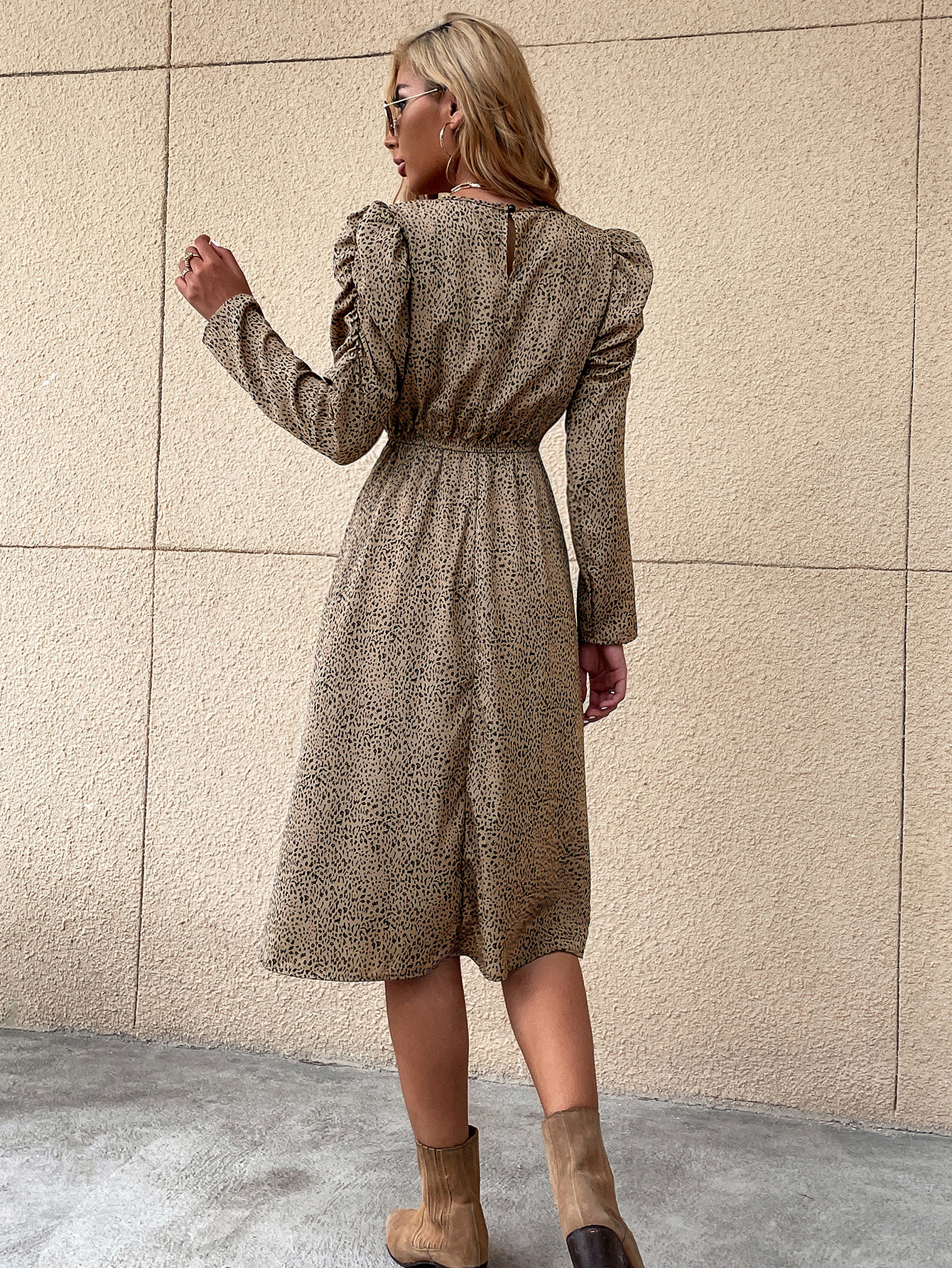 long sleeve print slimming dress nihaostyles wholesale clothes NSJM91310