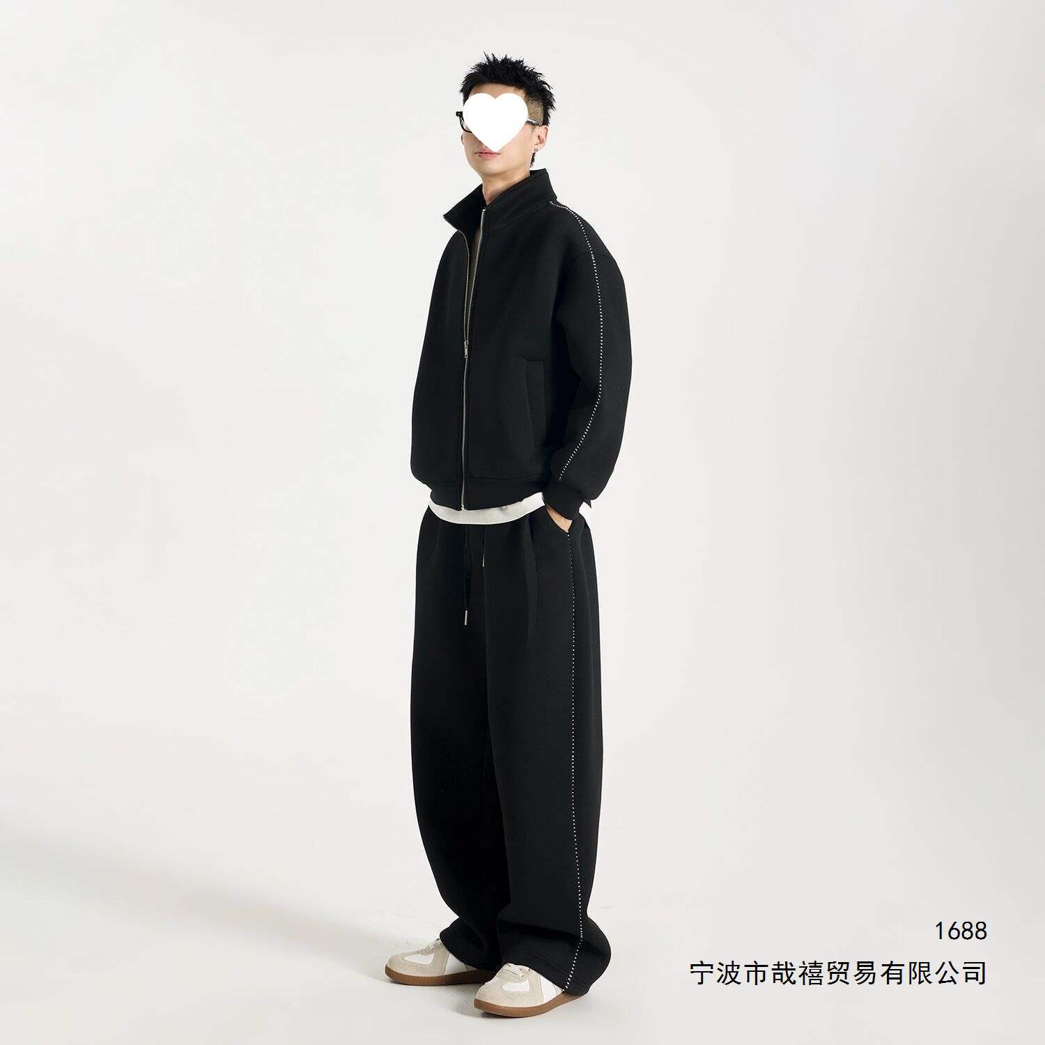 2026春秋新款时尚套装男通勤两件套双层太空棉卫衣卫裤休闲两件套