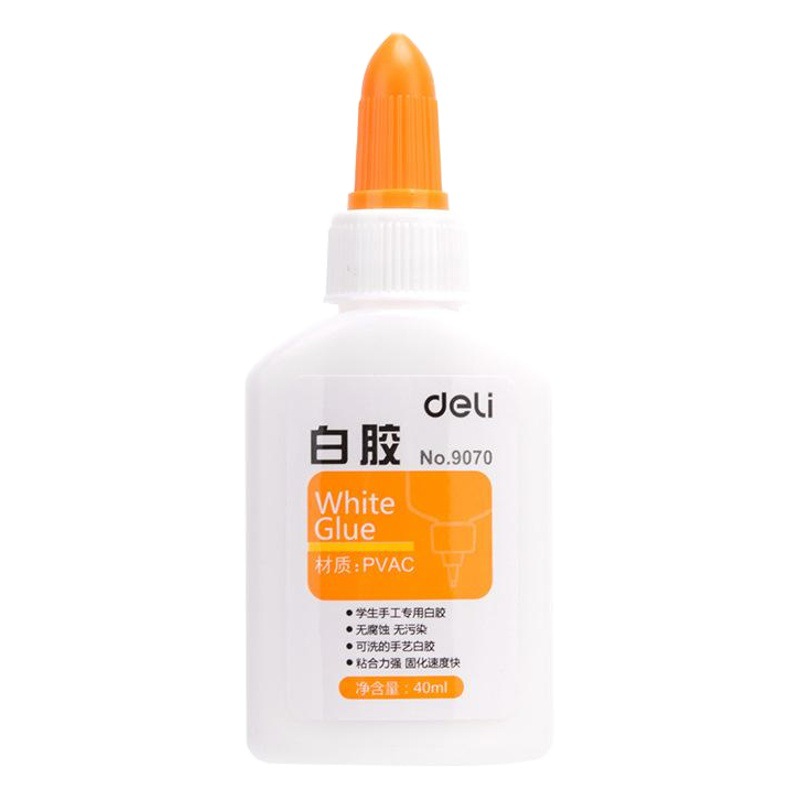 Pegamento blanco Deli 9070 para estudiantes, pegamento adhesivo, pegamento líquido lavable, pegamento de secado rápido, pegamento suave, resistente al agua.