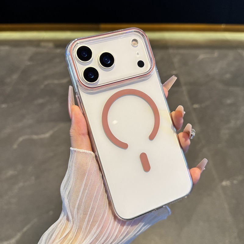 适用iPhone17PROMAX手机壳透明PC磁吸苹果17镜头圈滴油防摔保护套|undefined