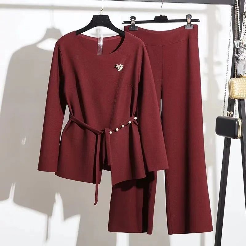 Mom's Autumn Suit 2025 New Wedding Banquet Dress Fashionable Casual Western Style Top Women's Middle-Aged and Elderly Two-Piece Set